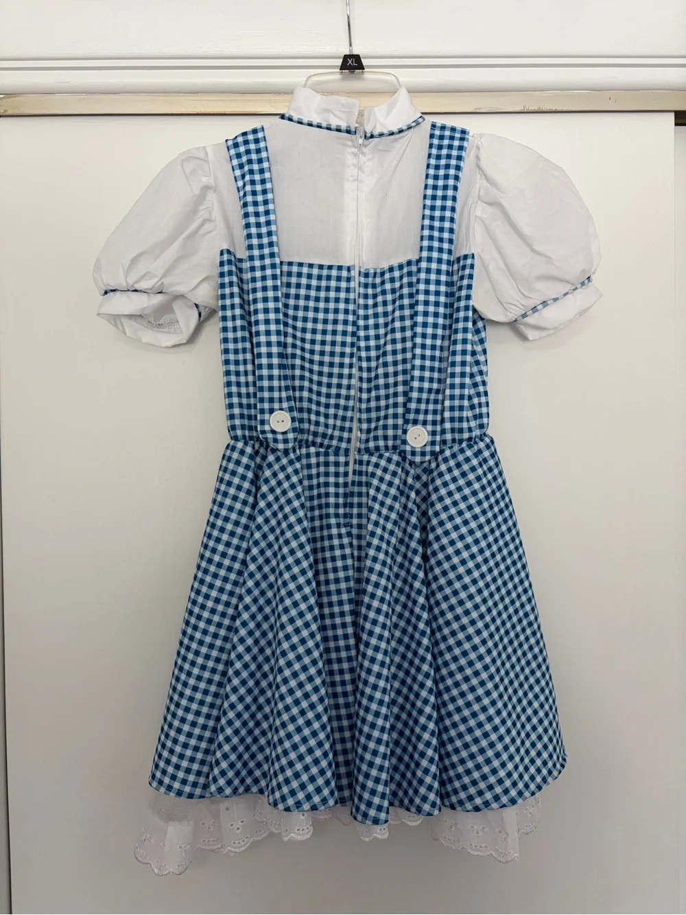 Dorothy Blue Gingham Pinafore Dress with Puff Sleeves